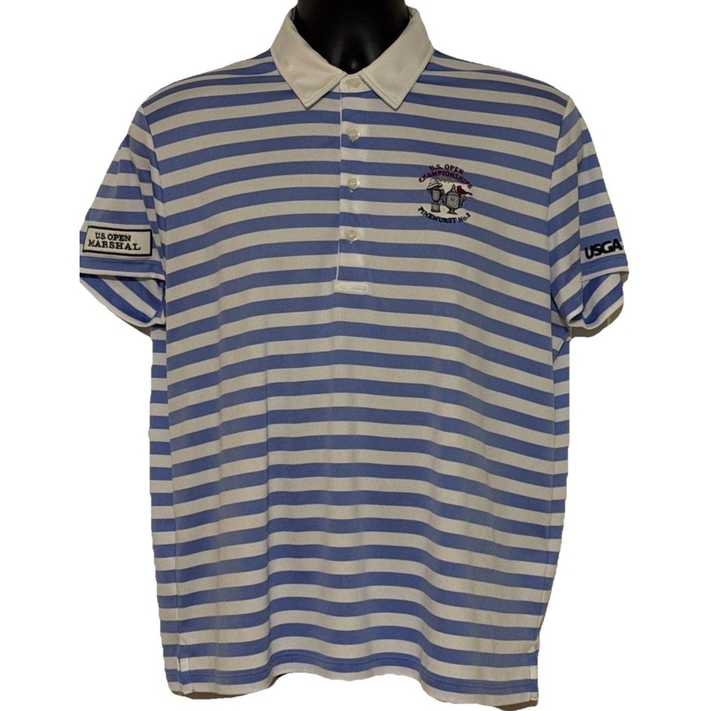 Ralph Lauren Golf Polo Classic Golf Fit XL Logos Men's Blue/ White Striped